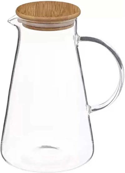 Glazen Karaf met Bamboe Deksel - 1.5L - Schenkkan met Schenktuit