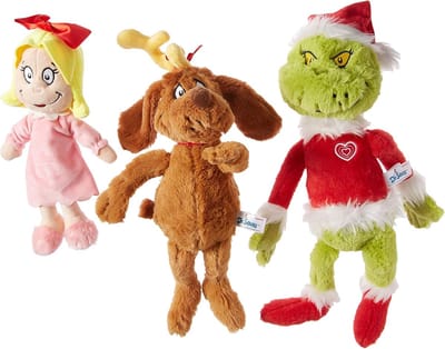 Grote Knuffelset Cindy Lou Who, Grinch en Hond Max – Zachte Pluche Figuren - Kerstcadeau