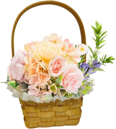 Bloemenmand - Bruiloftsmand Decoratiemand - Bloemen Presenteren - Handgeweven Afwerking - 23 x 14 x 23 cm - Parel Kant