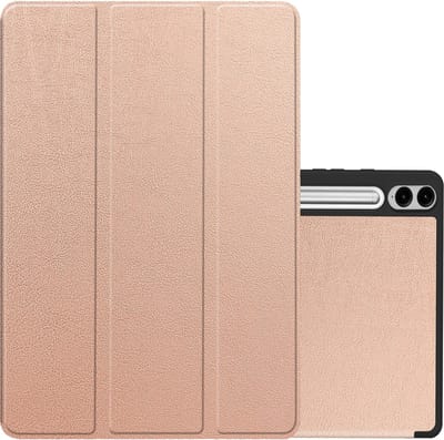 Hoes - Geschikt voor Samsung Galaxy Tab S9 FE Plus - Dun & Stevig - Trifold Bookcase - Hard Cover Case - Met Uitsparing Geschikt voor S Pen - Hardcover Book - Tablet Hoesje - Rosé goud