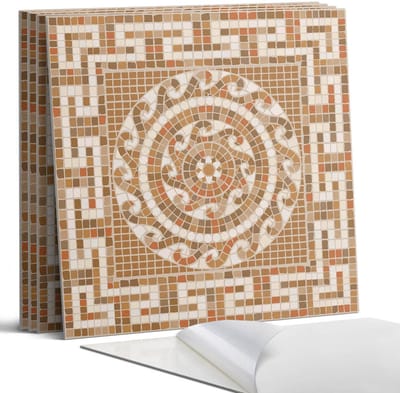 Coloray Wandpanelen Zelfklevend - Mozaïek met een cirkelvormig patroon Zelfklevende Wandpanelen - 50 cm x 50 cm - Bruin Wandpaneel PVC - 5 stuks - Texturen Wandpanelen Zelfklevend - Wandbord Keuken - Wandpaneel Badkamer