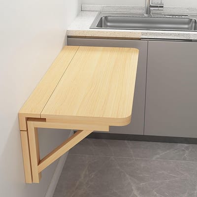 Opvouwbare Wandtafel - Klapbureau Keuken - Ruimte Besparen - Massief Hout - 70 x 50 cm - Natuurlijk Hout
