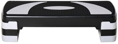Fitness Step - Stepper - Aerobic Step - Stepbank - In Hoogte Verstelbaar 10‑20 cm - Antislip - Stepper Fitness - Fitnessstep - voor Thuis of op Kantoor - voor Revalidatie en Krachttraining - Zwart + Grijs