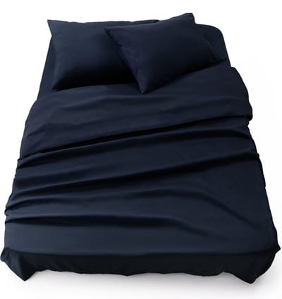 Blumtal 3-delige Set Bedlaken - Hoeslaken 135 x 190 x 30 cm - Laken 220 x 275 cm - 2 x Kussensloop 50 x 80 cm - Dark Ocean Blue