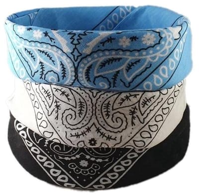Fako Fashion - 3-Pack Paisley Bandana - Boeren Zakdoek - Hoofdband - Classic Paisley - Zwart