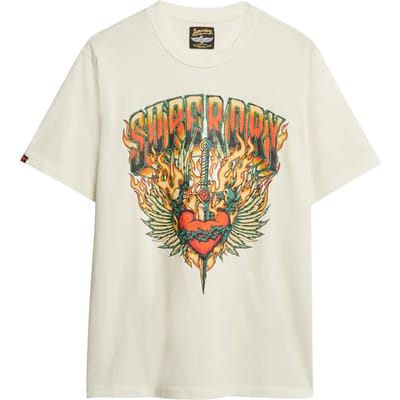 Superdry - Biker Rock ruimvallend T-shirt met afbeelding - Heren - T-shirts