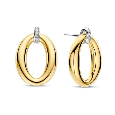 TI SENTO Dames Oorbellen - 925 zilver - Zirkonia met geel verguld - 78013ZY
