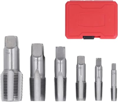Complete 6-delige NPT Kraan Tapset van Koolstofstaal - Geschikt voor 1/4, 1/2, 3/8, 1/8 en 1 3/4 inch - Perfect voor sanitair en leidingen
