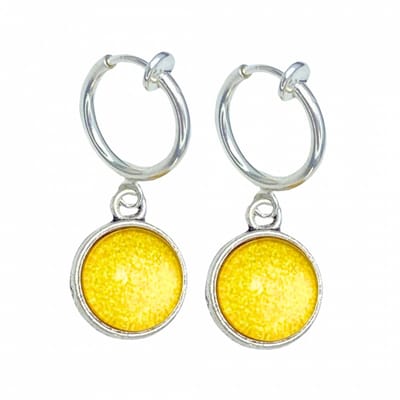 Klem oorbellen- Cleo- geel- zilverkleur-geen gaatje-Charme Bijoux
