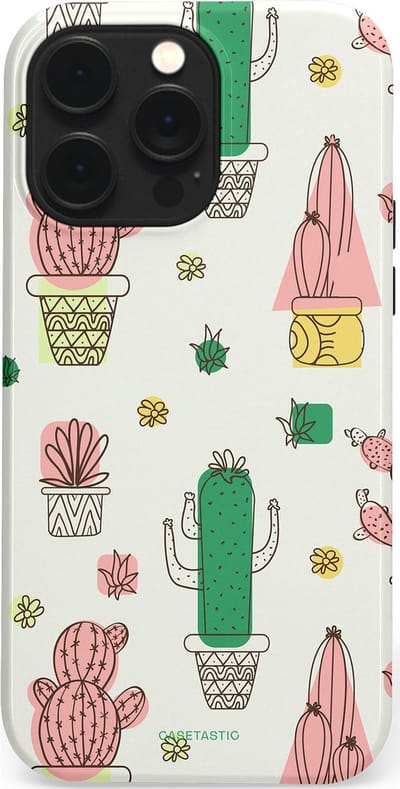 Casetastic Hoesje Geschikt voor Apple iPhone 14 Pro Max Magsafe - Stijlvolle Beschermende Duo-layer Case - Vrolijke cactus