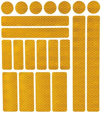 Reflecterende Veiligheids stickers Geel - Reflectie tape voor in het verkeer - Maak wandelwagens, koffers, buggy's, skelters, helms, fietsen etc goed zichtbaar in het donker.