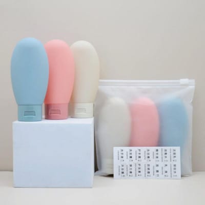 Lot de 3 flacons de parfum rechargeables, vaporisateurs, lotions, shampoings, tubes de douche, flacons de recharge pour cosmétiques, contenants de voyage pour liquides Nordic 3 piece set gray