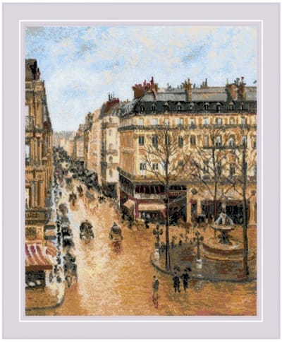 Borduurpakket Saint-Honoré-straat naar het schilderij van C. Pissarro