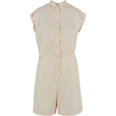Urban Classics Ladies Viscose Twill Jumpsuit Whitesand Maat: S | Jumpsuits Outlet | Dames | Beige