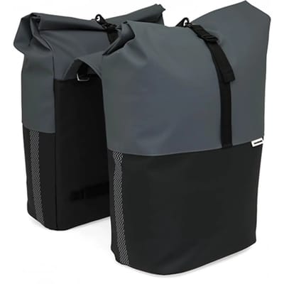 New Looxs Nyborg Double - Dubbele Fietstas - Geschikt voor Electrische Fietsen - Ingebouwde MIK Adapter - 34 Liter - Zwart & Donker Grijs