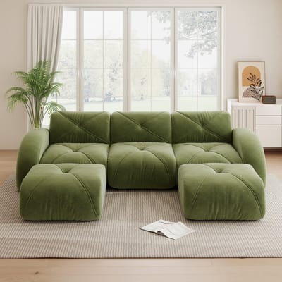 MODFU Modulaire Bank - Frameloos - Flexibele Opstelling - Woonkamer - Chenille - Groen