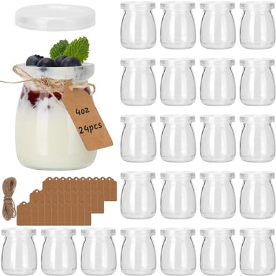 Dailygoods- Yoghurtglazen 120ml - 24 Stuks - Deksel - Dessertglazen - Jam Jars - Mousse - Hoogwaardige kwaliteit - Jampotjes