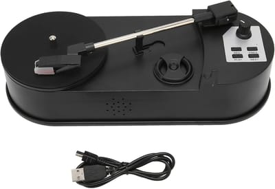 Mini Platenspeler - USB Converter - Muziek Luisteren - Direct naar MP3 - 35 x 17 x 13 cm - Zwart