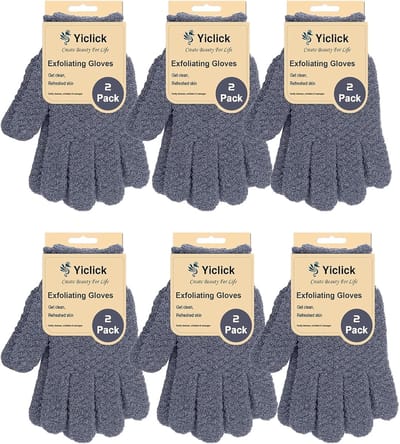 Exfoliërende handschoenen - Scrubwanten body - Dode huid verwijderen - Diepe reiniging - 2 paar - Grijs