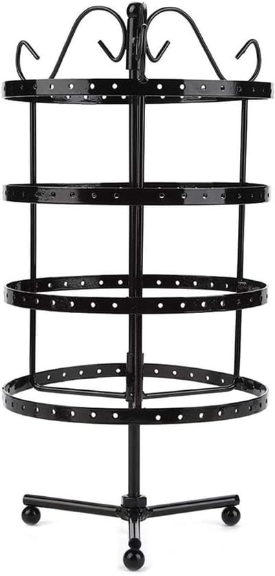 Vierlaagse metalen draaibare sieradenstandaard voor oorbellen met 144 gaten - Hoge capaciteit en elegant ontwerp voor optimaal display