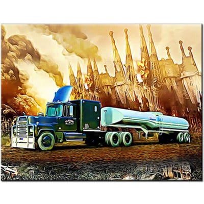 Diy diamant schilderij van vrachtwagens volledige ronde kruissteek aanhangwagen auto diamant mozaïek bruiloft decoratie 20X30CM beige