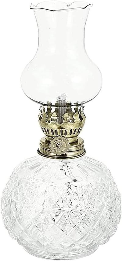 Kerosine Lamp - Petroleum Lamp - Noodverlichting - Glazen Decoratie - 19 cm - Transparant