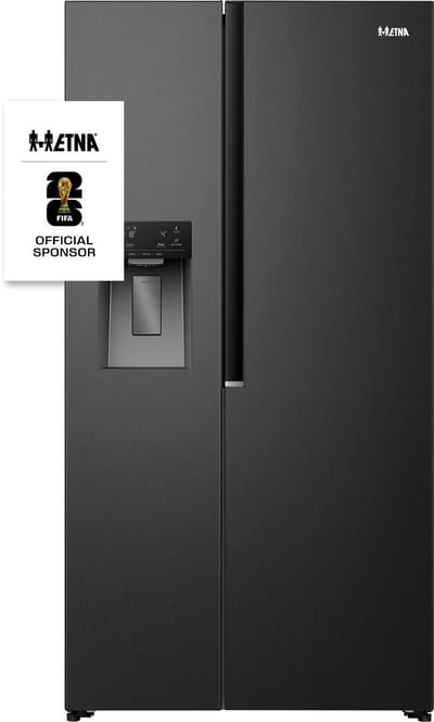 ETNA AKV6178IZWA - Amerikaanse koelkast - No-Frost - 178 cm hoog - 528 liter - Energielabel C - Invriesvermogen 10 kg/24u - Geluidsniveau 37 dB - LED Display - IJs- en waterdispenser - SuperCool - FastFreeze - Deuralarm - Multi Airflow – EnergySaving