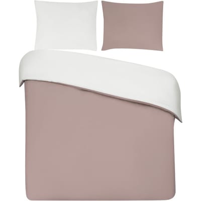DoubleDry Dekbedovertrek 100% Percal Katoen - Eenpersoons 140x200/220 cm + 1 Kussensloop - Zacht, Ademend en Huidvriendelijk - Roze/Wit