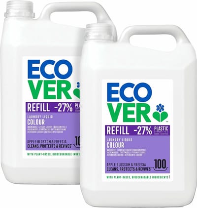 Ecover - Vloeibaar Wasmiddel Kleur - Voordeelverpakking 2 x 5 L - 200 wasbeurten - Kleurbescherming & Pluisverwijdering - Plantaardig & Biologisch afbreekbaar