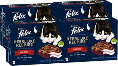 4x Felix - Heerlijke Reepjes Farm Selectie in Saus - Kattenvoer - 12x80g