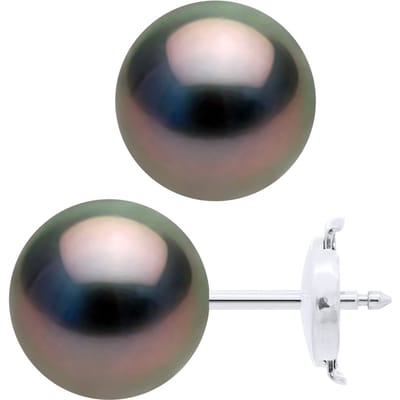 Oorbellen - Witte Goud 375 - Echte Gecultiveerde Tahiti Parel Ronde 9-10 mm
