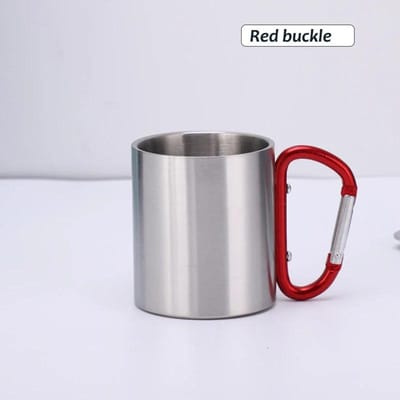 200ml Outdoor Camping Mok Roestvrijstalen Beker Reizen met Karabijnhaak Handvat Koffie Thee Mok Kookgerei Set Buiten 150-200ml