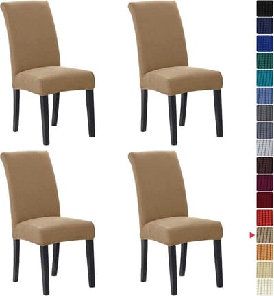 Stretch Stoelhoezen voor Eetkamer - Set van 4 - Afneembaar en Wasbaar - Ideale Bescherming voor Eetkamerstoelen - Bruin