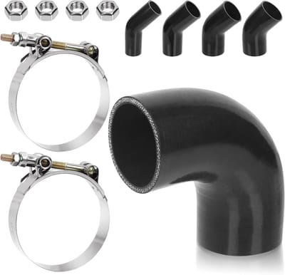 Set van 7 stuks 90 graden bocht koppeling silicone slangen met 2.5 inch hoge prestaties slang, T-bout klemmen en M6 moeren