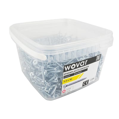 Wovar Voordeelemmer Spaanplaatschroeven Verzinkt 5.0 x 40 mm Torx 20 Voldraad | 1250 stuks