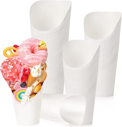 50 Stuks Kraft Papieren Zakjes voor Bubble Waffles, Frietjes en Popcorn - 35ml, Ideaal voor Feesten en Evenementen