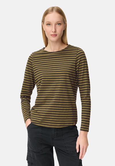 camel active Long-sleeved T-shirt gemaakt van puur katoen - Maat womenswear-XXS - Kaviaar