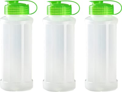 Plasticforte waterfles - 3x stuks - 1100 ml - transparant met dop groen - drinkfles - sport - fitness - bidon