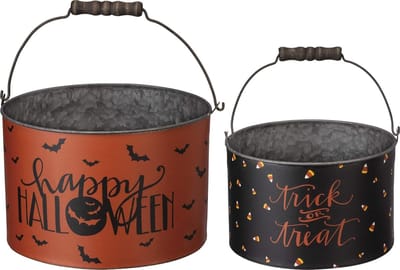 Halloween Emmers Set van 2 - Metalen Emmers voor Trick or Treat