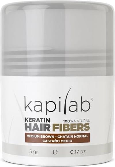 Kapilab Keratine Volumepoeder Middenbruin - Geeft volume aan het haar - Verbergt haaruitval - 100% natuurlijk - 5 gram