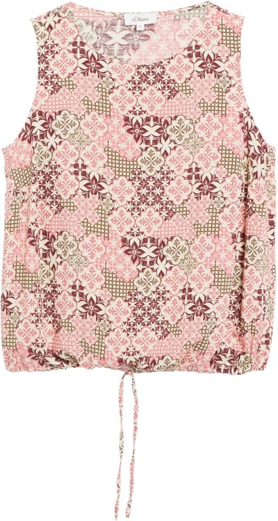 Mouwloze Blouse van Gemengde Viscose met All-overprint en Trekkoord Dames s.Oliver