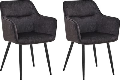Colenis® - City Eetkamerstoel - Set Van 2 - Antraciet - Adoré Velvet - Design - Industrieel - Stoel - Armleuningen