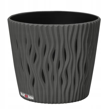 Grijze Pot met Golfpatroon & Inzetstuk - 160x140mm