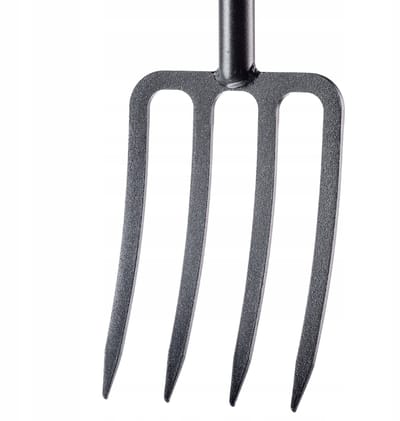 KADAX Spatvork van staal, vork met D-greep, grafvork om te graven en los te maken, ergonomische tuinvork, hooivork, mestvork, tuinvork (4 tanden, zwart/oranje)