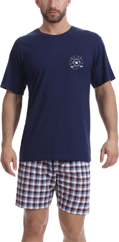 Timone TI-TI30-108-PJ Heren Pyjama - ronde hals - korte mouwen - korte broek - Katoen - Donkerblauw 2021/18 - S