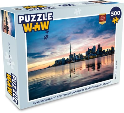 Puzzel Zonsondergang achter de Canadese stad Toronto - Legpuzzel - Puzzel 500 stukjes