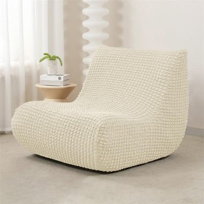 Elastische Armloze Bankhoes voor Woonkamer Polar Fleece Ontspannende Bankhoezen Allesomvattende Lounge Bank Beschermers beige
