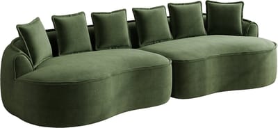 REDOM - Modulaire Bank - Diepe zitting en brede armleuningen - Moderne sofa voor in de woonkamer - Zachte chenille - Groen - 320 x 114 x 67 cm