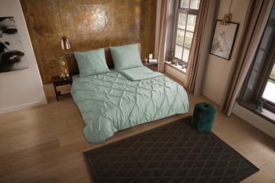 Pure dekbedovertrek luxe stiksel plooien - 1 persoons 140x200/220 cm - Lichtsalie - Microvezel