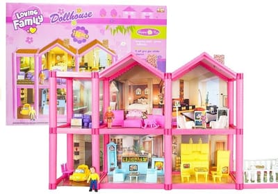 Playos® - Poppenhuis 2.0 - Roze - 136 Delig - 69 x 36 cm - Rollenspel - Speelgoed - Educatief - Constructiespeelgoed